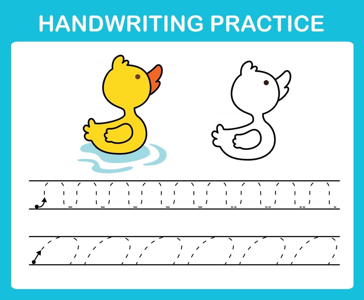 Handwriting practice sheet illustration vector