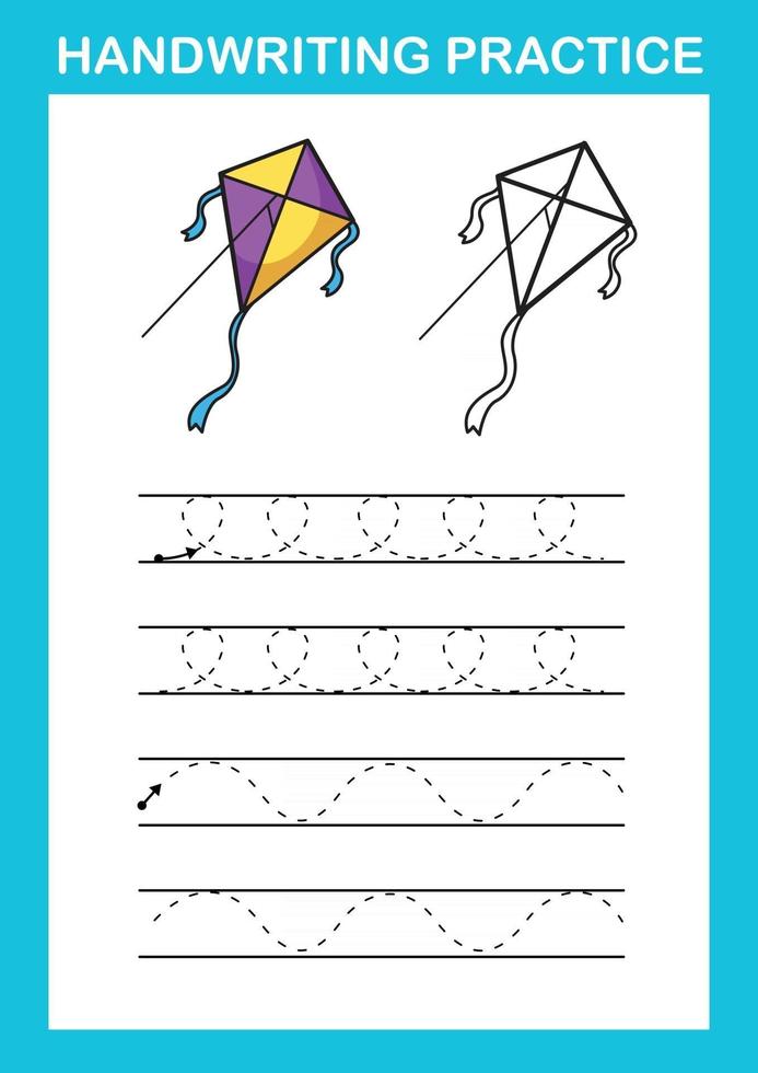 Handwriting practice sheet illustration vector
