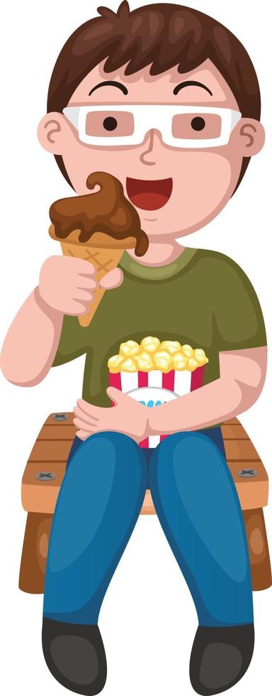 illustration of boy with ice cream, vector