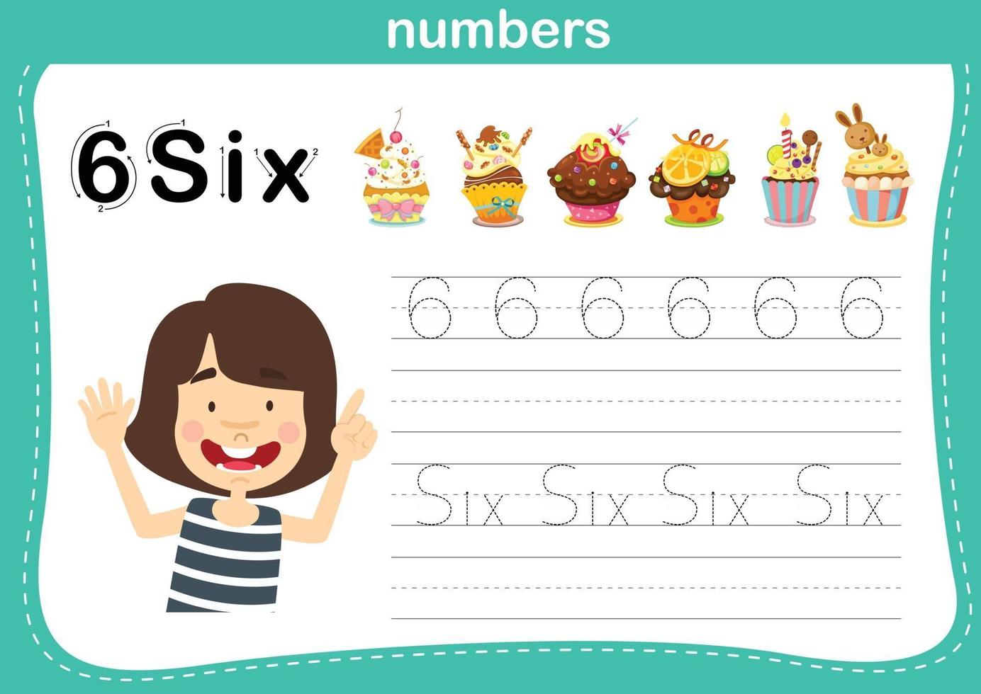 Connecting dot and printable numbers exercise for preschool and kindergarten kids illustration, vector