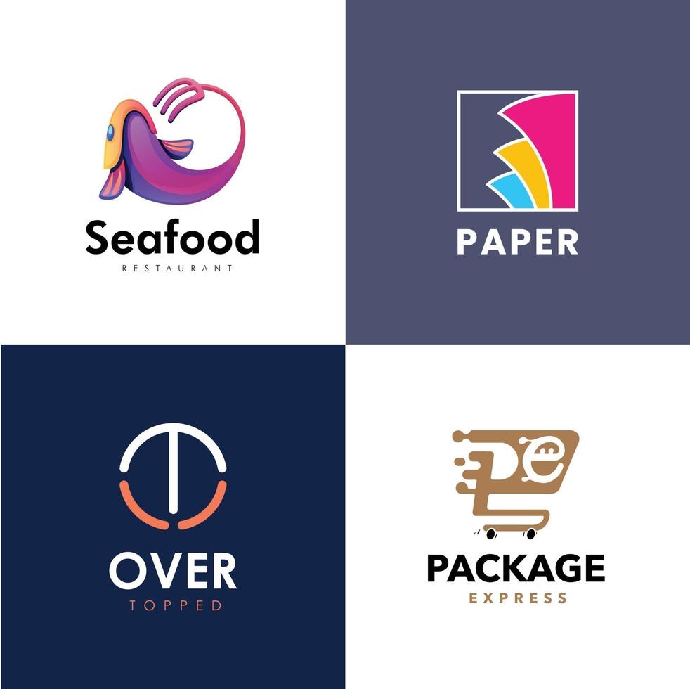 vector logo de entrega, vector logo de comida de mar, vector logo de papel, vector logo moderno