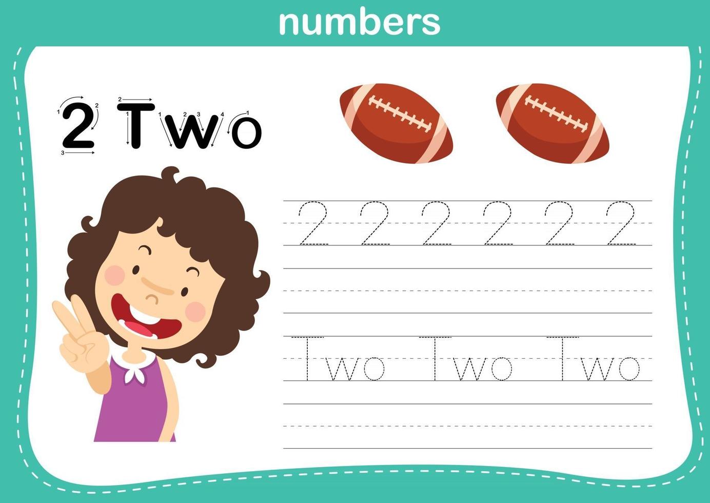 Connecting dot and printable numbers exercise for preschool and kindergarten kids illustration, vector