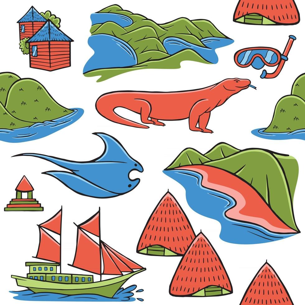 Labuan Bajo Seamless Pattern vector