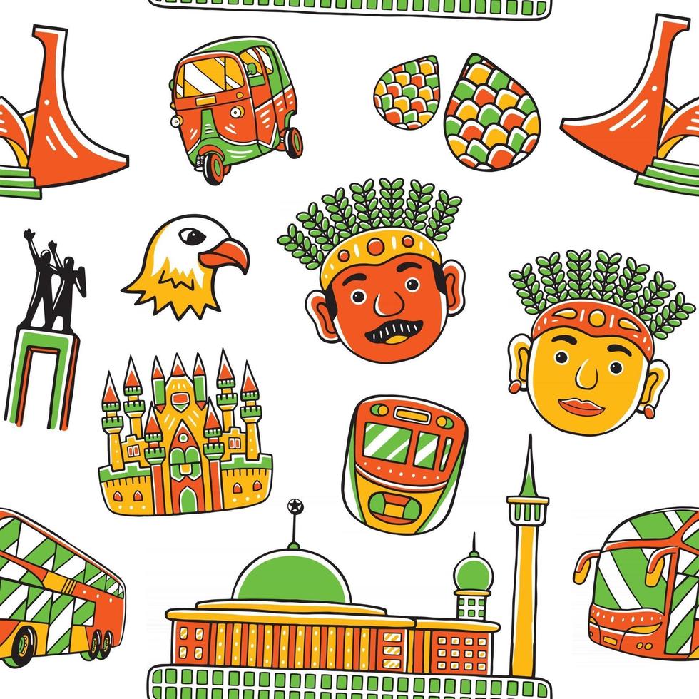 Jakarta City Seamless Pattern vector