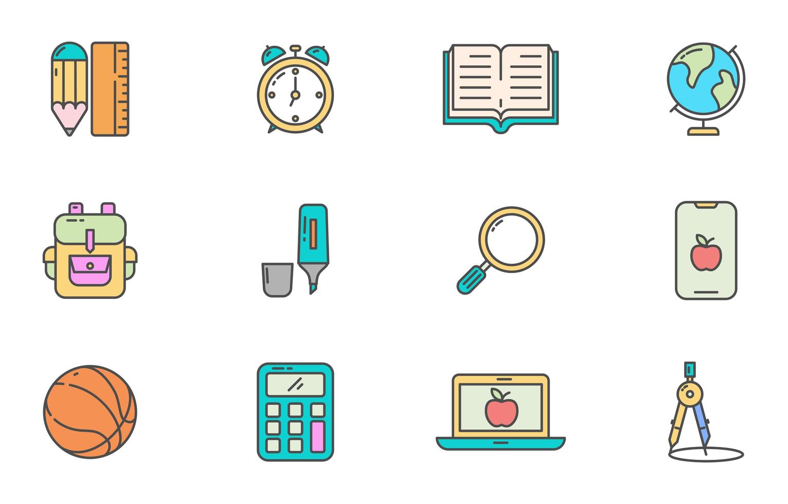 Cute and Colorful School Supplies Icon 2894905 Vector Art at Vecteezy