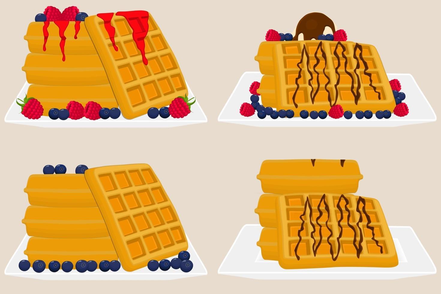 Ilustración sobre tema helado en waffle con celular vector