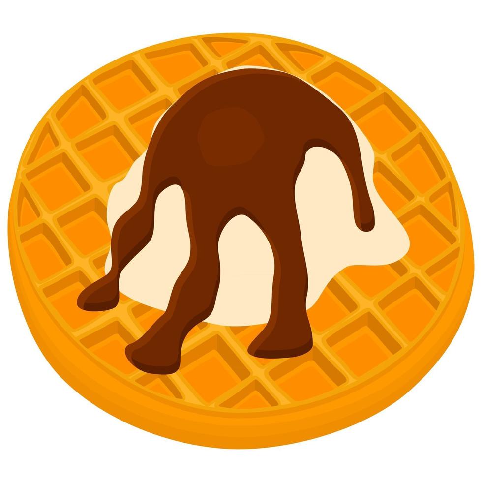 Ilustración sobre tema helado en waffle con celular vector