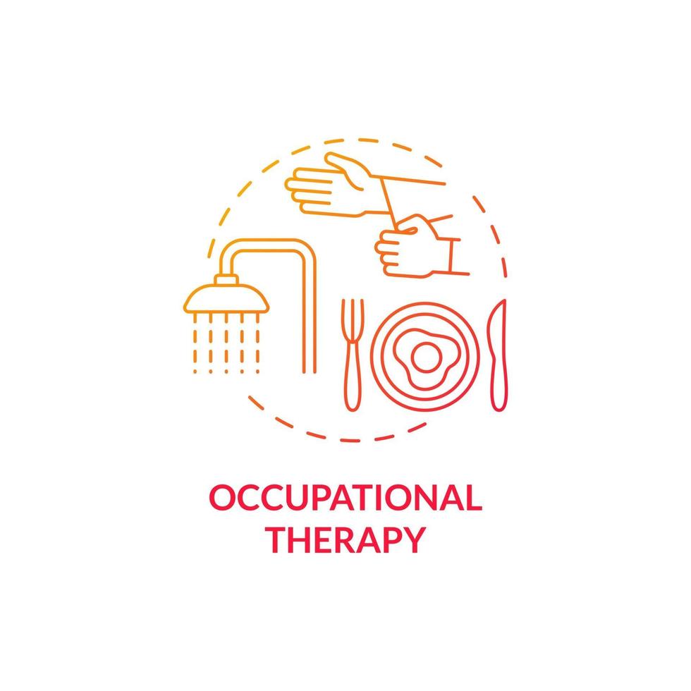 Occupational therapy concept icon. Behavior treatment abstract idea thin line illustration. Developmental activities. Promoting skills for independent living. Vector isolated outline color drawing
