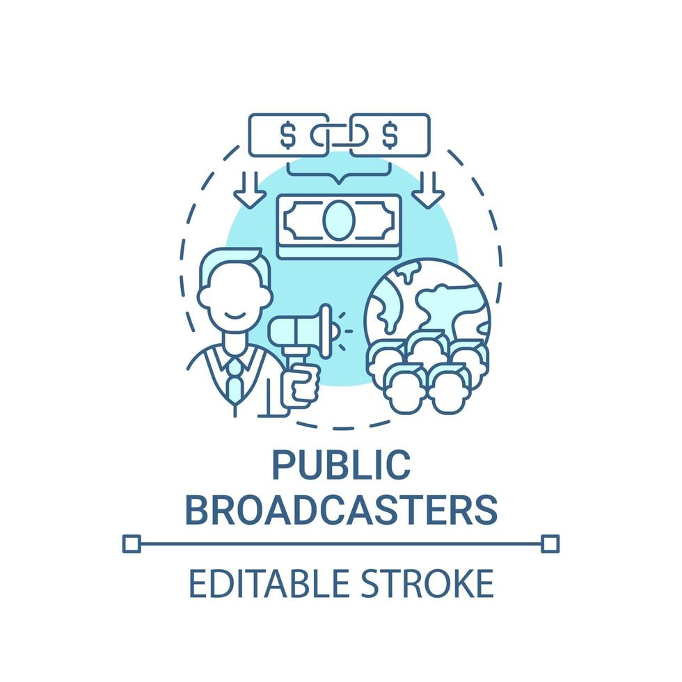 Public broadcasters fundraiser concept icon. Fundraising abstract idea thin line illustration. Increasing financial contributions. Pledge drive. Vector isolated outline color drawing. Editable stroke