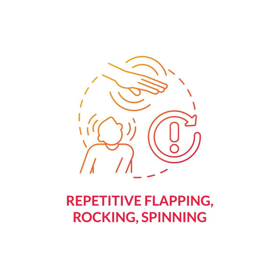 Repetitive flapping, rocking, spinning concept icon. Autism symptom abstract idea thin line illustration. Excessive blinking. Head banging. Restrictive behavior. Vector isolated outline color drawing