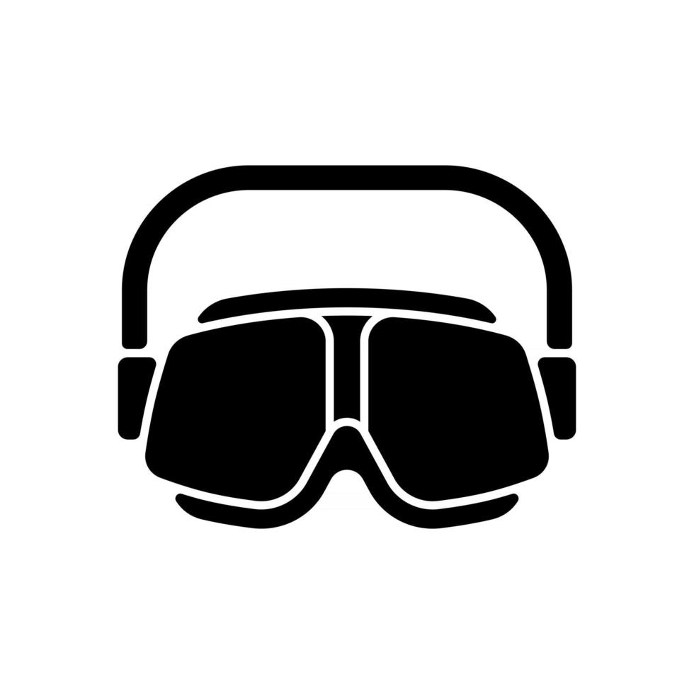 Swimming goggles black glyph icon. Eyes protection in swimming pool. Watertight, easy-to-wear equipment. Preventing from eye redness. Silhouette symbol on white space. Vector isolated illustration