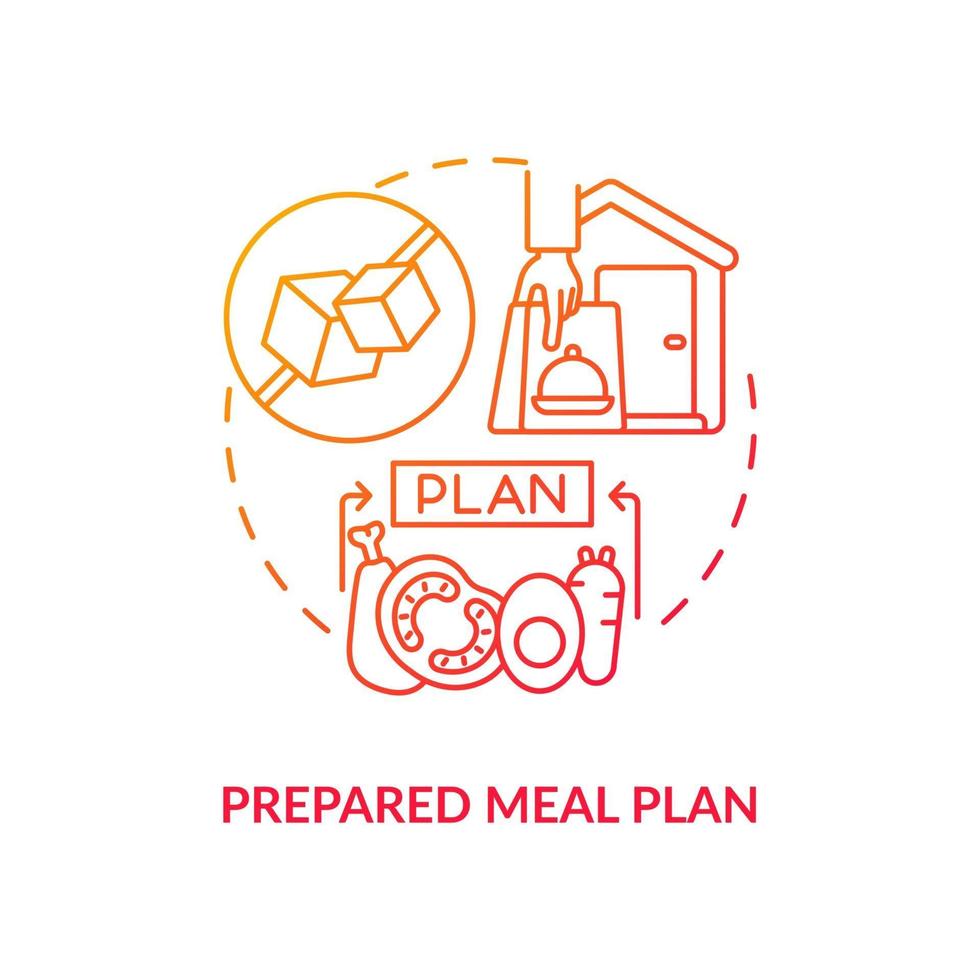 icono de concepto de plan de comidas preparadas. estrategia de alimentación para el tratamiento de enfermedades. alimentos saludables para las enfermedades. Ilustración de línea fina de idea abstracta de diabetes. dibujo de color de contorno aislado vectorial vector