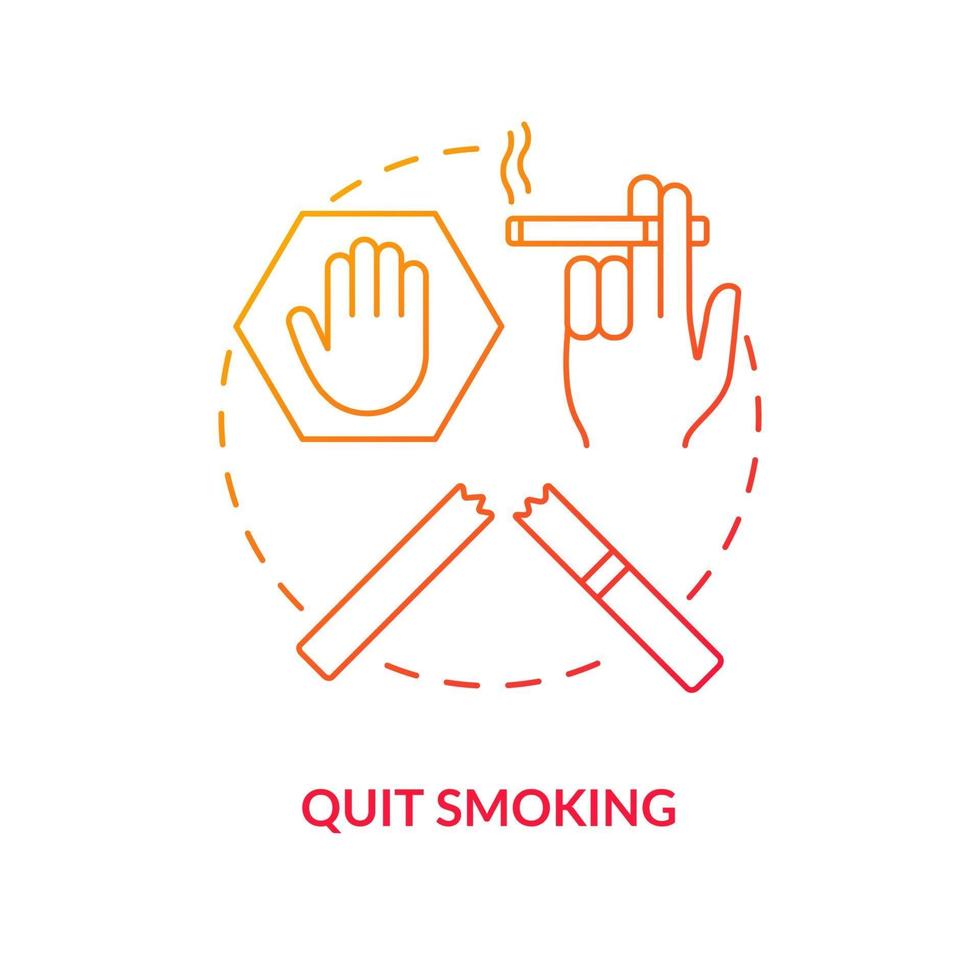 Quit smoking concept icon. Fight with unhealthy habits. Treatment of human healh problems. Organs problems abstract idea thin line illustration. Vector isolated outline color drawing