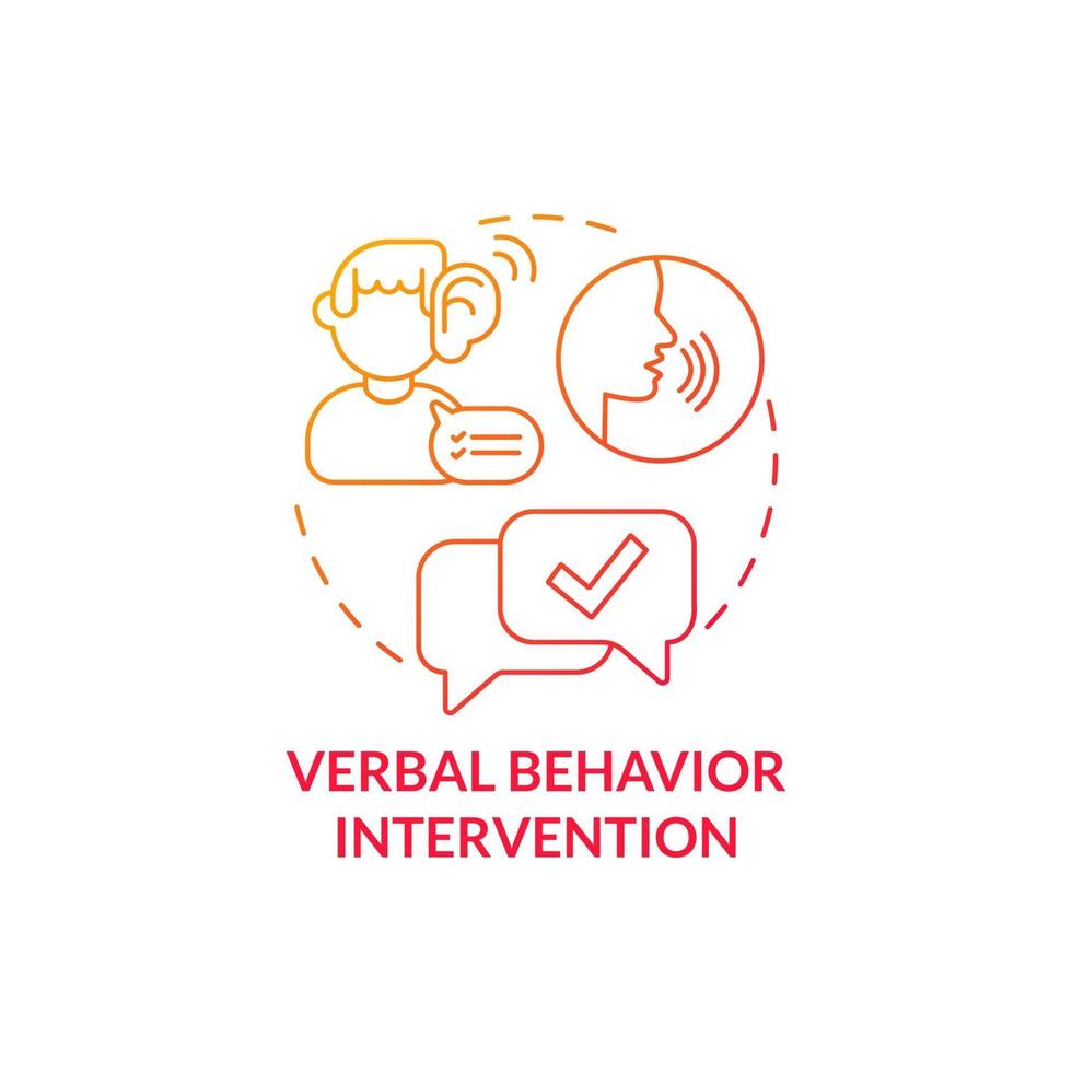 icono del concepto de intervención de comportamiento verbal. Ilustración de línea fina de idea abstracta de corrección de comportamiento autista. ayudar a obtener los objetos deseados, los resultados. dibujo de color de contorno aislado vectorial vector