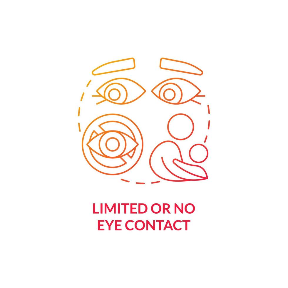 Limited and no eye contact concept icon. Autism sign abstract idea thin line illustration. Escape eye-to-eye gaze. Behavioral difference. Feeling uncomfortable. Vector isolated outline color drawing