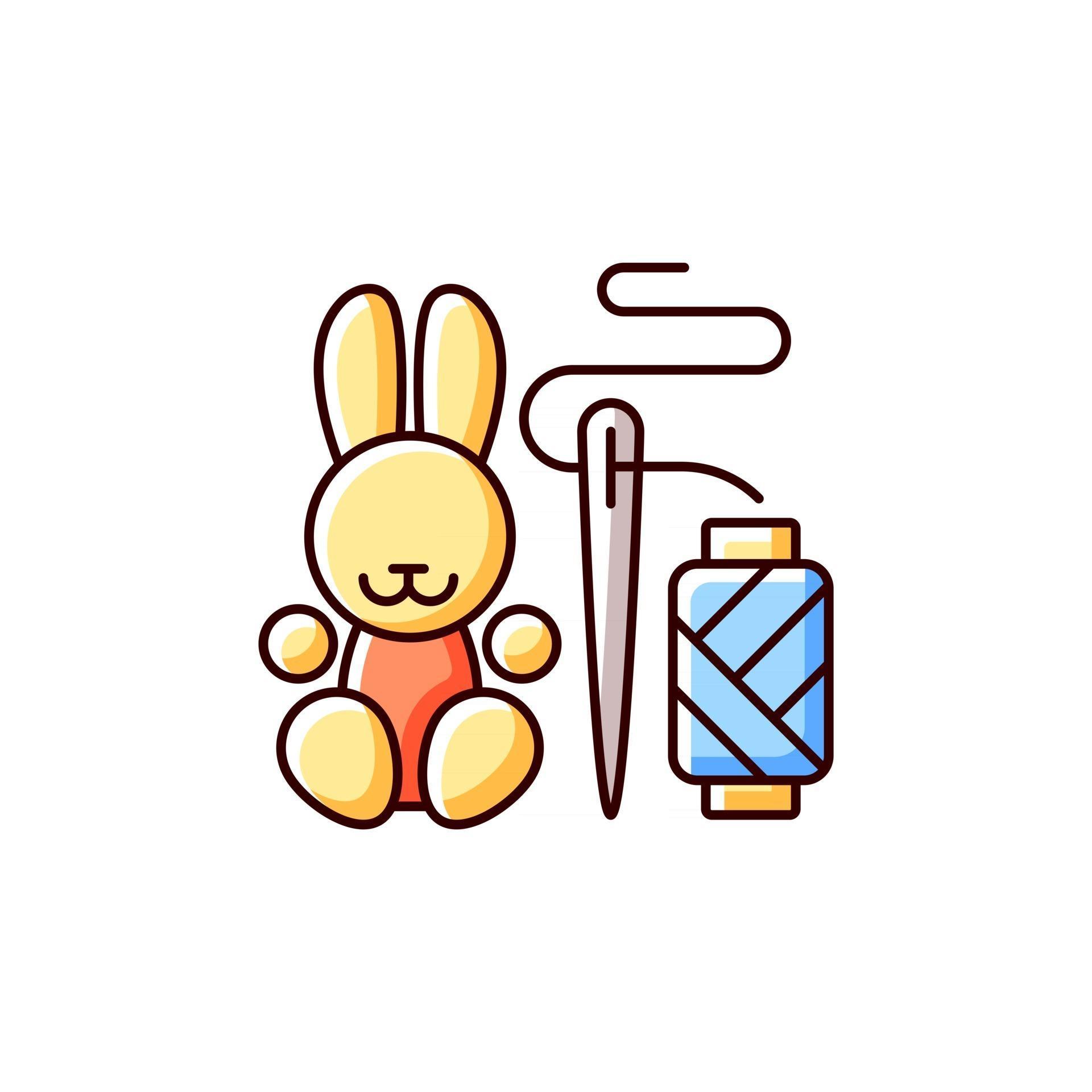 Juguetes Hechos A Mano Icono De Color Rgb Conejito Amigurumi Piezas Artesanales Para Ninos Y Bebes Conejo De Peluche Ilustracion Vectorial Aislada Juguetes De Materiales Reciclados Dibujo Lineal Relleno Simple 2895378 Vector