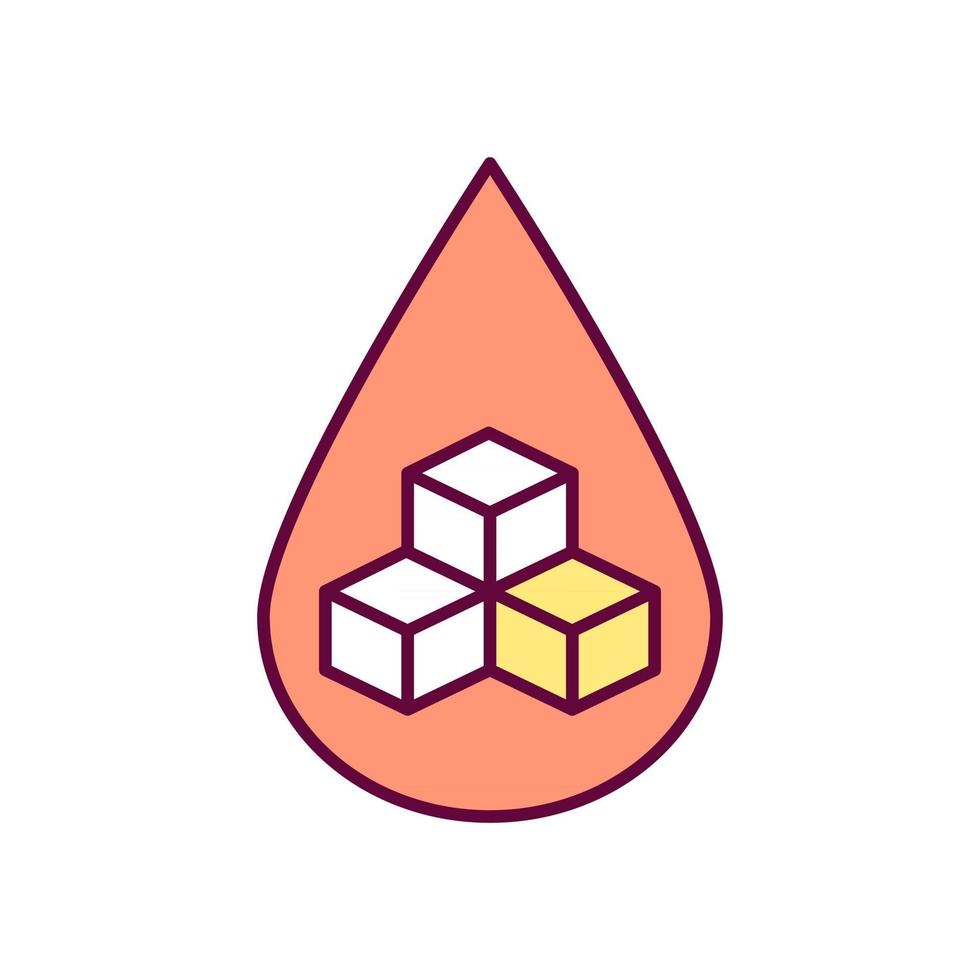 Blood test RGB color icon. Isolated vector illustration. Medical help during diabetes. Measuring sugar level in human body. Illness curing simple filled line drawing