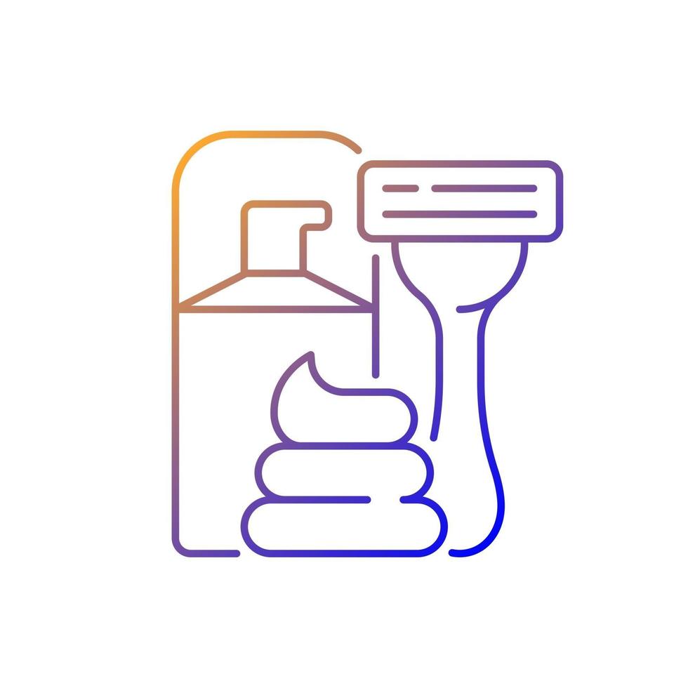 Razor and shaving cream gradient linear vector icon. Facial skin care, hair removal for man. Lotion for aftershave. Thin line color symbols. Modern style pictogram. Vector isolated outline drawing