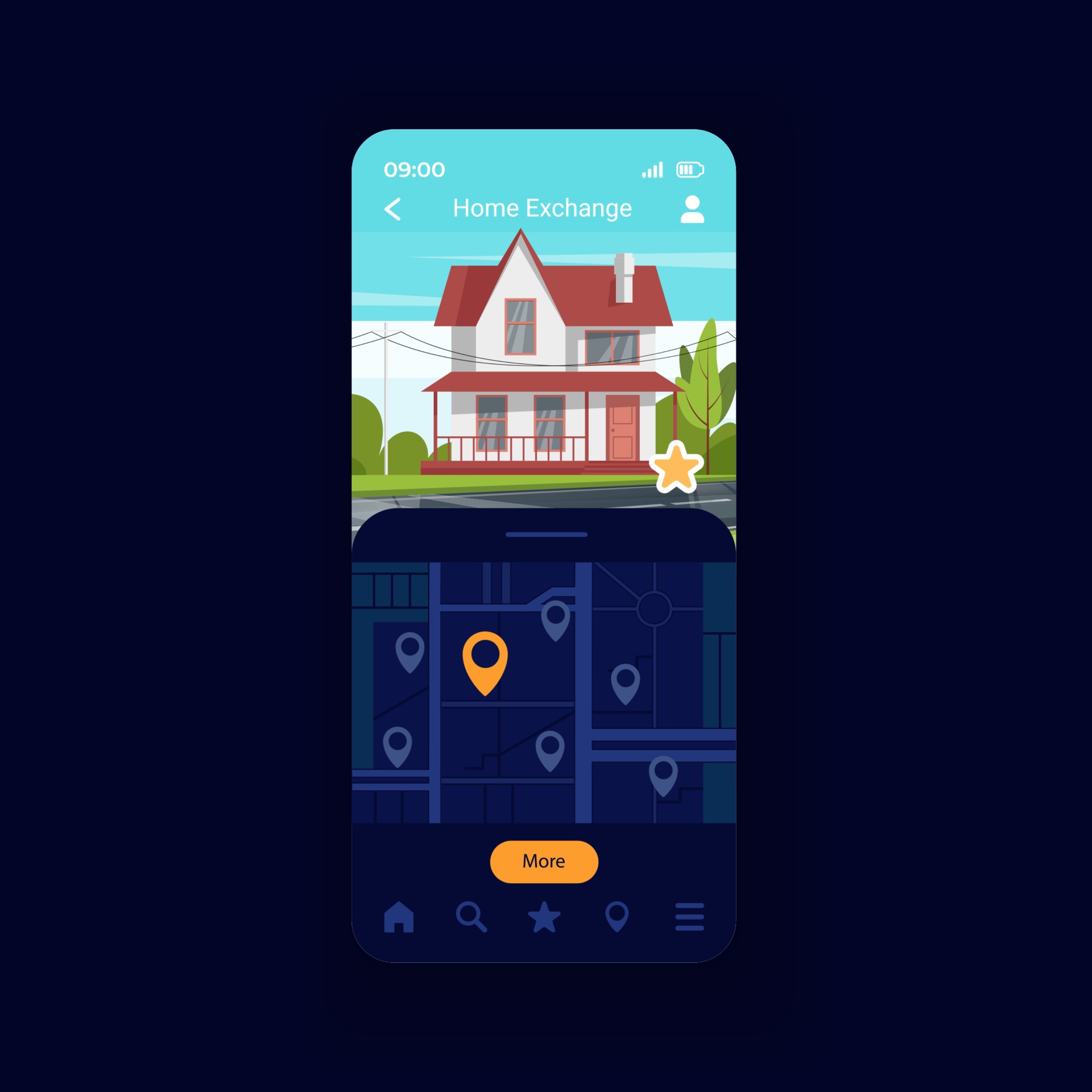 House swap smartphone interface vector template. Reciprocal exchange