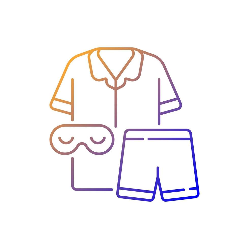 icono de vector lineal degradado de pijama. pijamas y gafas unisex. pantalón y camisa para dormir. ropa de dormir diaria. símbolos de color de línea fina. pictograma de estilo moderno. dibujo de contorno aislado vectorial