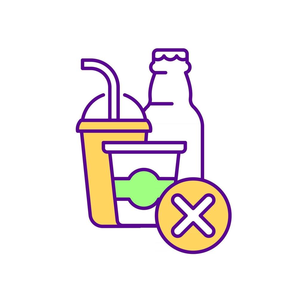 Reduce fizzy water RGB color icon. Isolated vector illustration. Avoid consumption of harmful drinks. Diabetes diet products. Stay hydrated. Drinking liquid simple filled line drawing