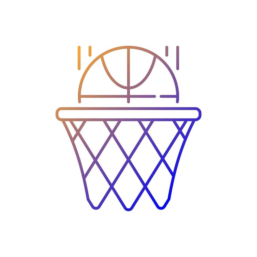 Basketball gradient linear vector icon. Team sport for exercise. Scoring goal with shooting ball in hoop. Thin line color symbols. Modern style pictogram. Vector isolated outline drawing