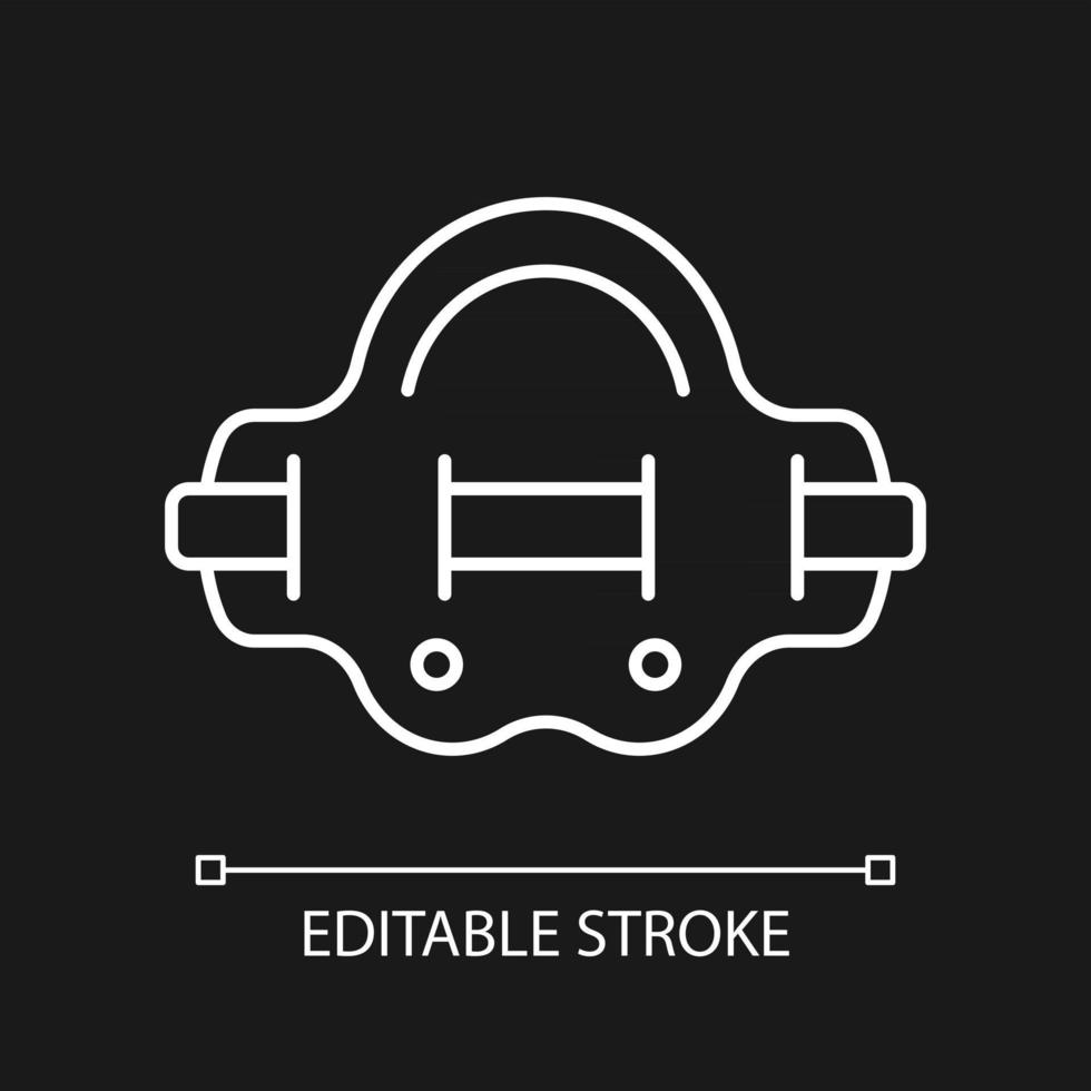 Aqua jogger white linear icon for dark theme. Aquatic fitness. Elastic belt for abdominal muscles. Thin line customizable illustration. Isolated vector contour symbol for night mode. Editable stroke