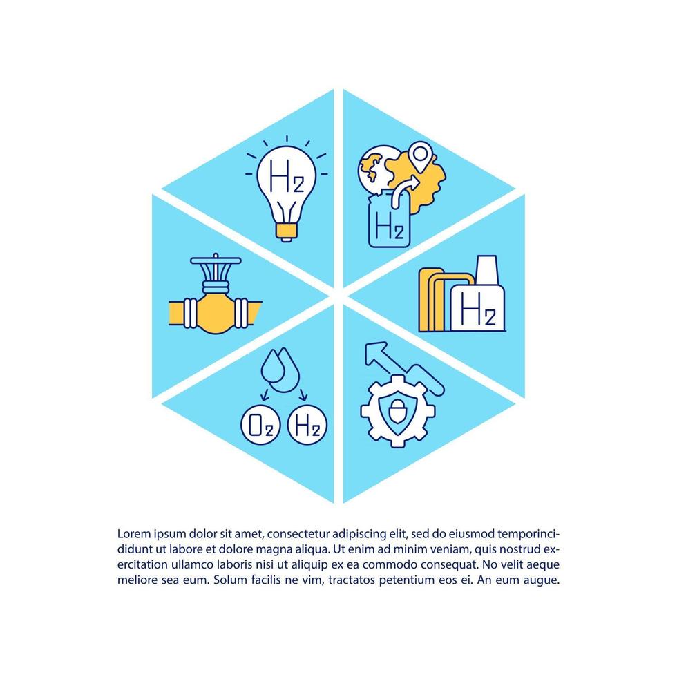 Hydrogen technologies concept line icons with text. PPT page vector template with copy space. Brochure, magazine, newsletter design element. Eco energy linear illustrations on white