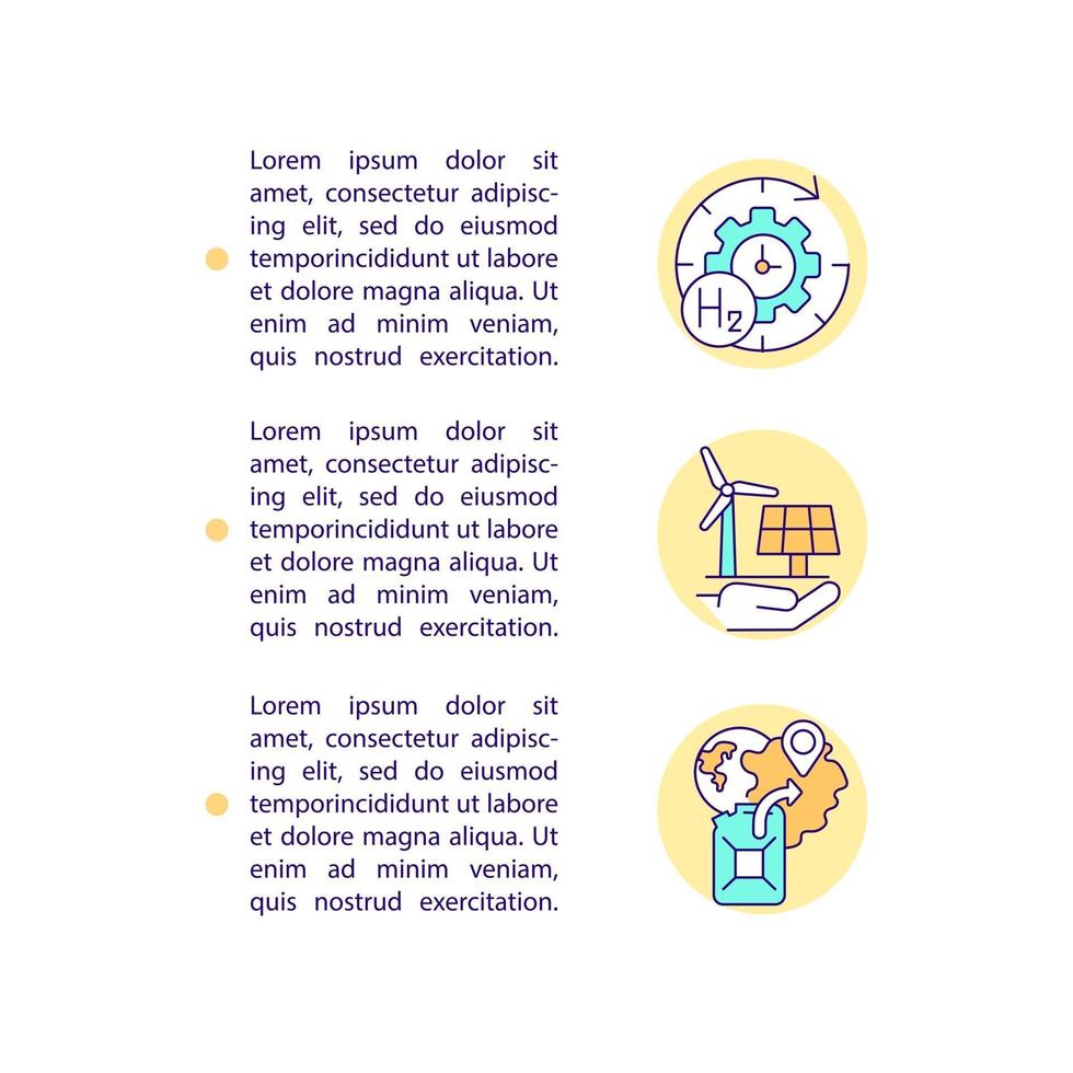 Hydrogen as long term energy strategy concept line icons with text. PPT page vector template with copy space. Brochure, magazine, newsletter design element. Energy linear illustrations on white