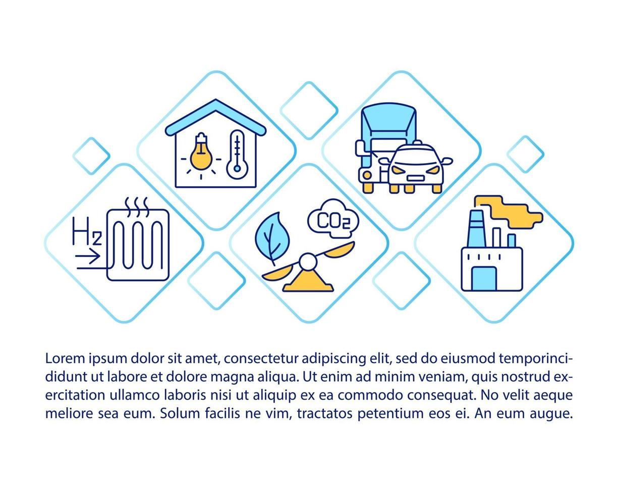 Hydrogen energy strategy concept line icons with text. PPT page vector template with copy space. Brochure, magazine, newsletter design element. Natural fuel linear illustrations on white