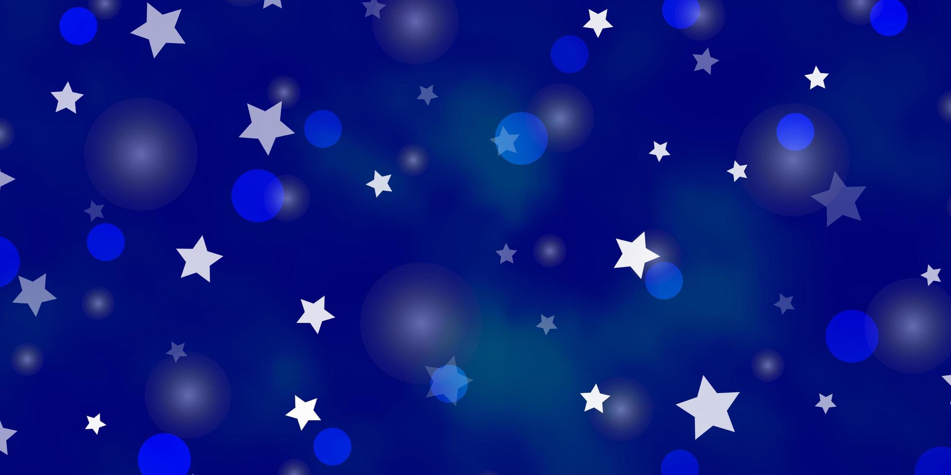 Fondo de vector azul oscuro con círculos, estrellas.