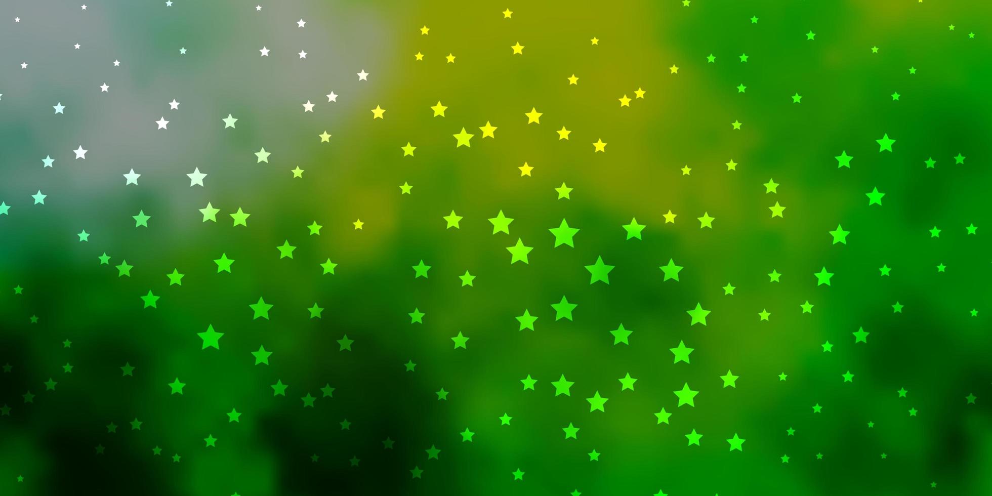 patrón de vector verde oscuro, amarillo con estrellas abstractas.