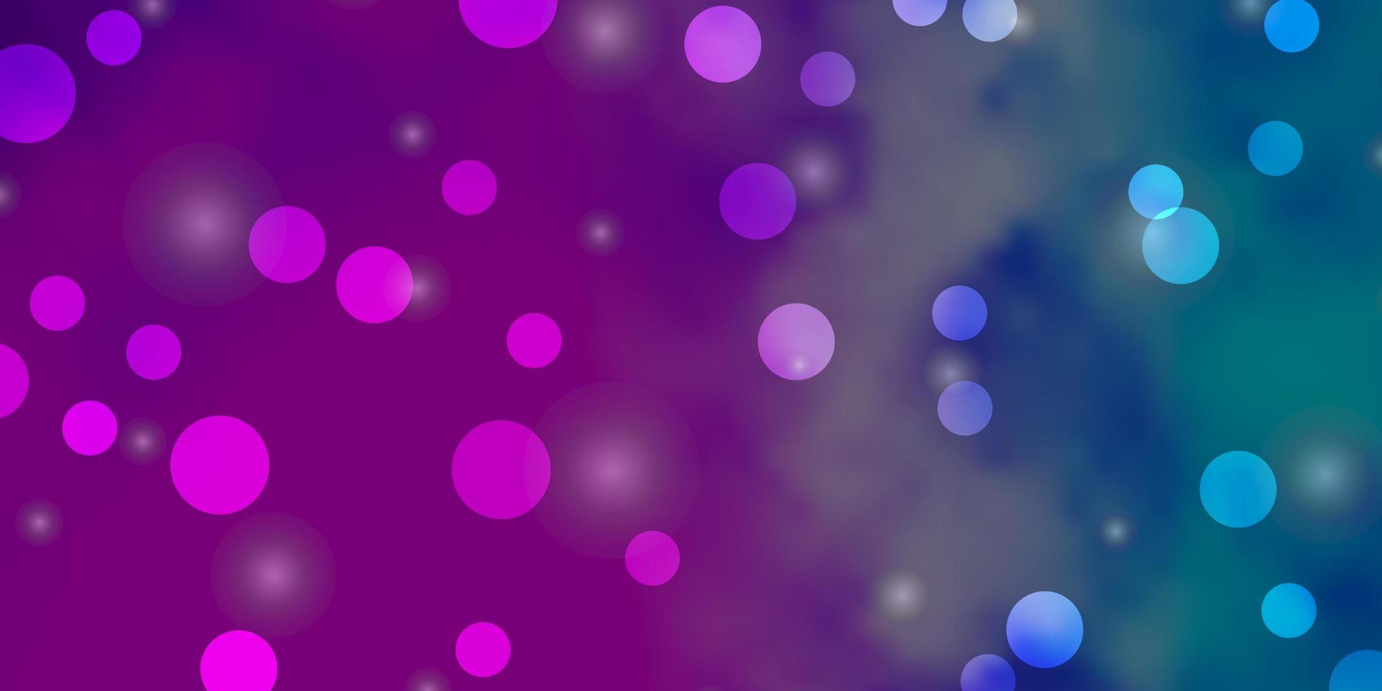 Light Pink, Blue vector background with circles, stars.