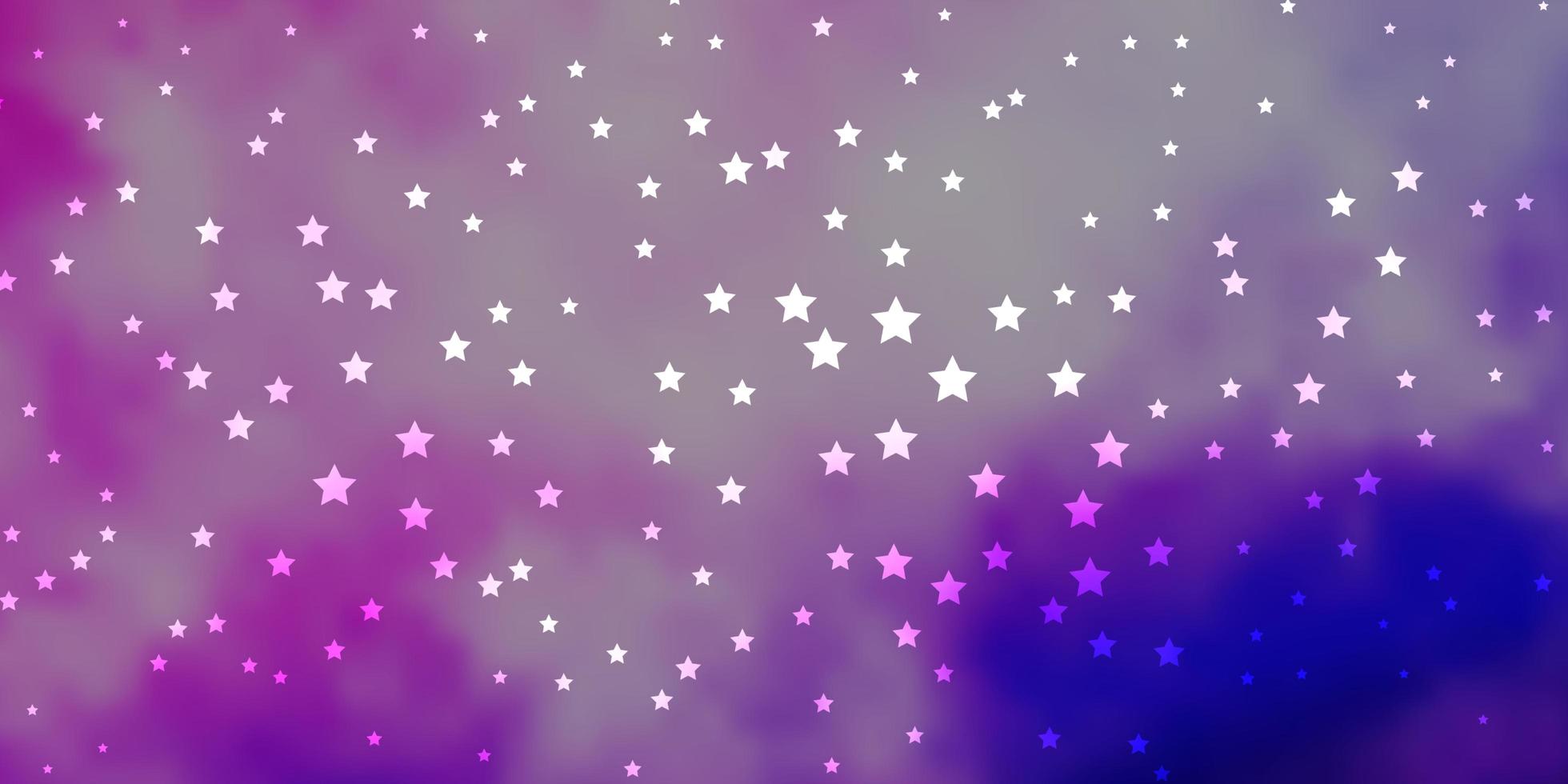 Dark Purple, Pink vector background with small and big stars.