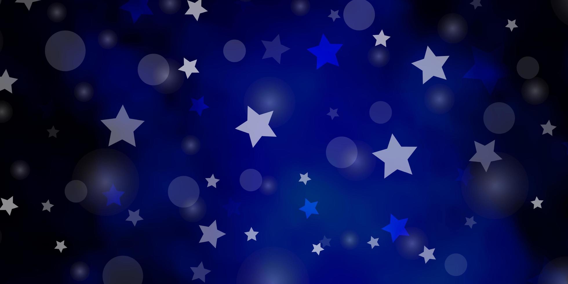 Fondo de vector azul oscuro con círculos, estrellas.