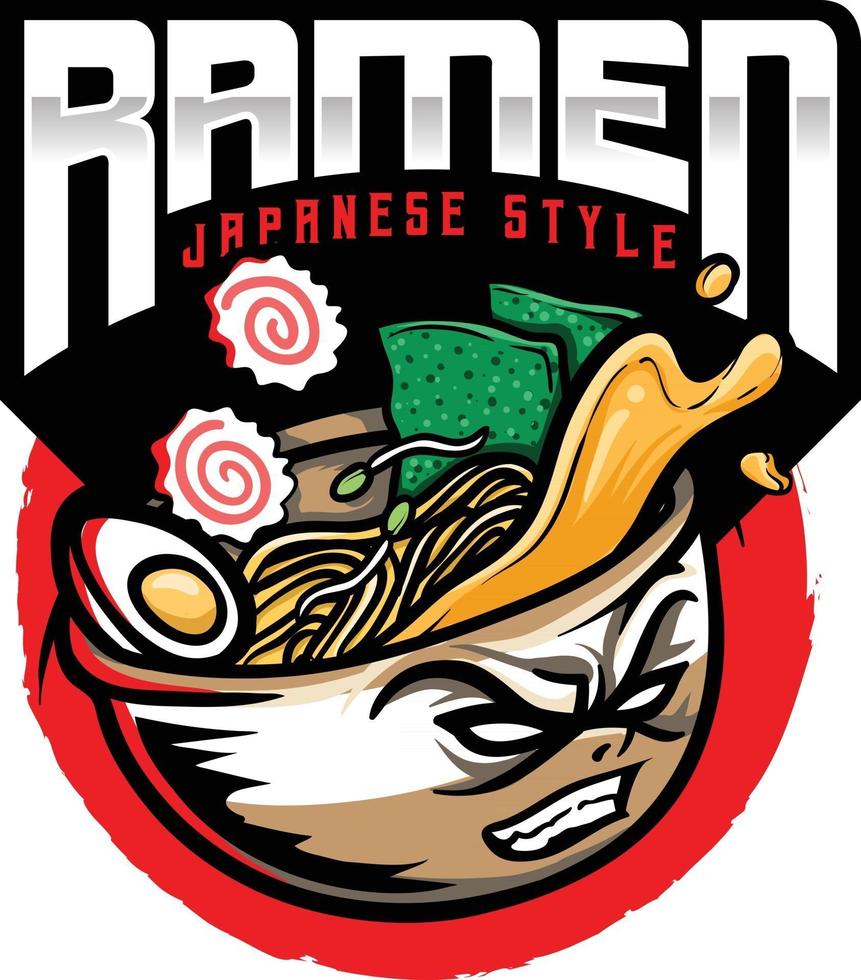 ilustración de logotipo de comida japonesa de fideos ramen vector