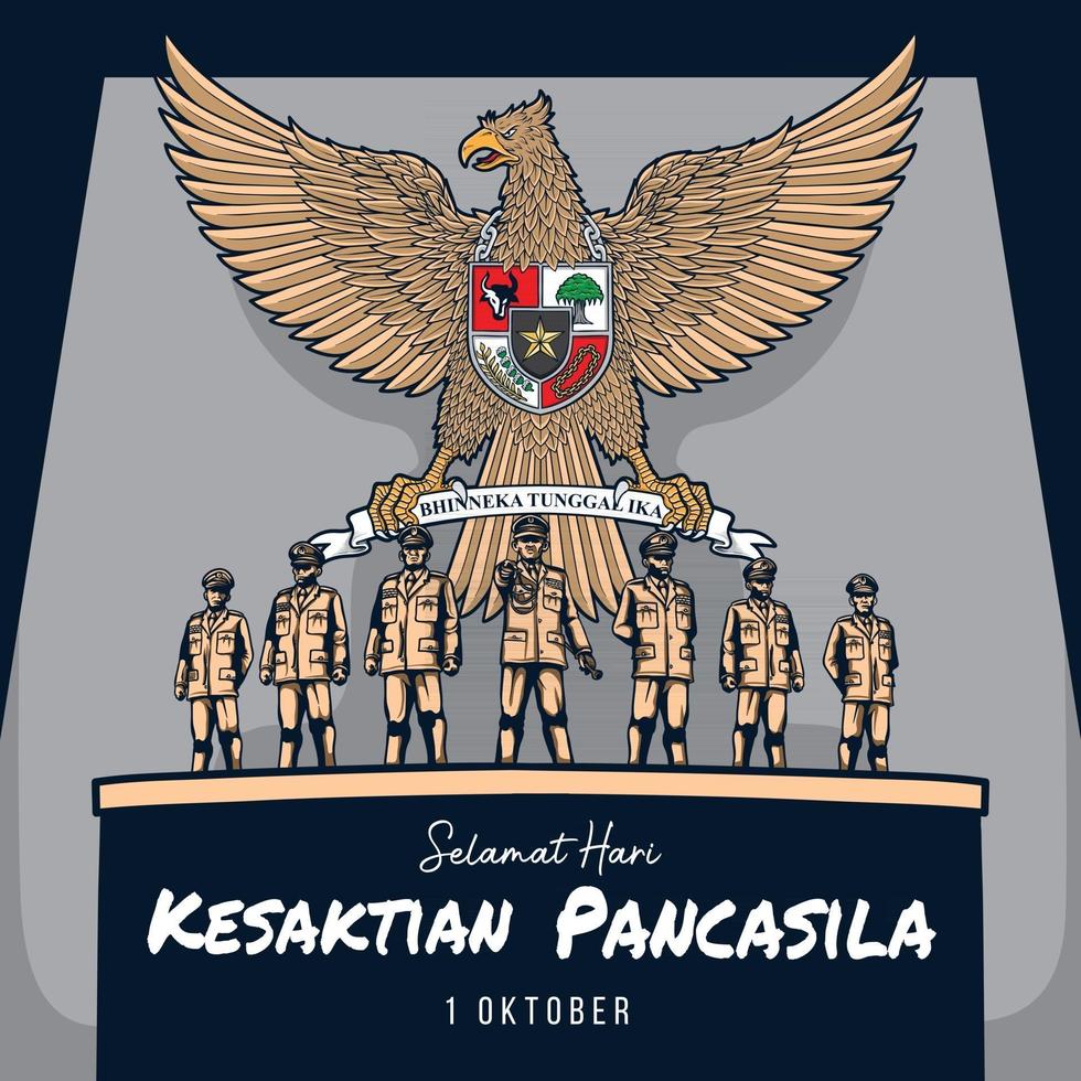 greeting kesaktian pancasila day 1 october illustration vector