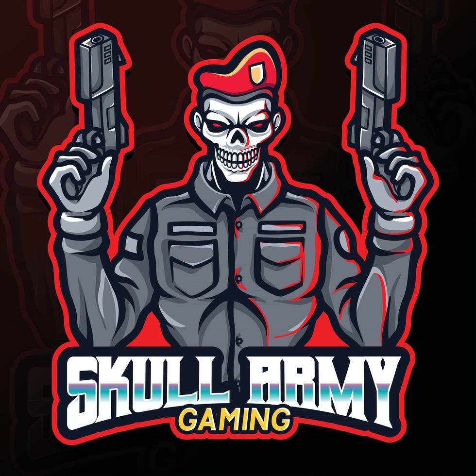 skull army gaming esport logo illustration vector