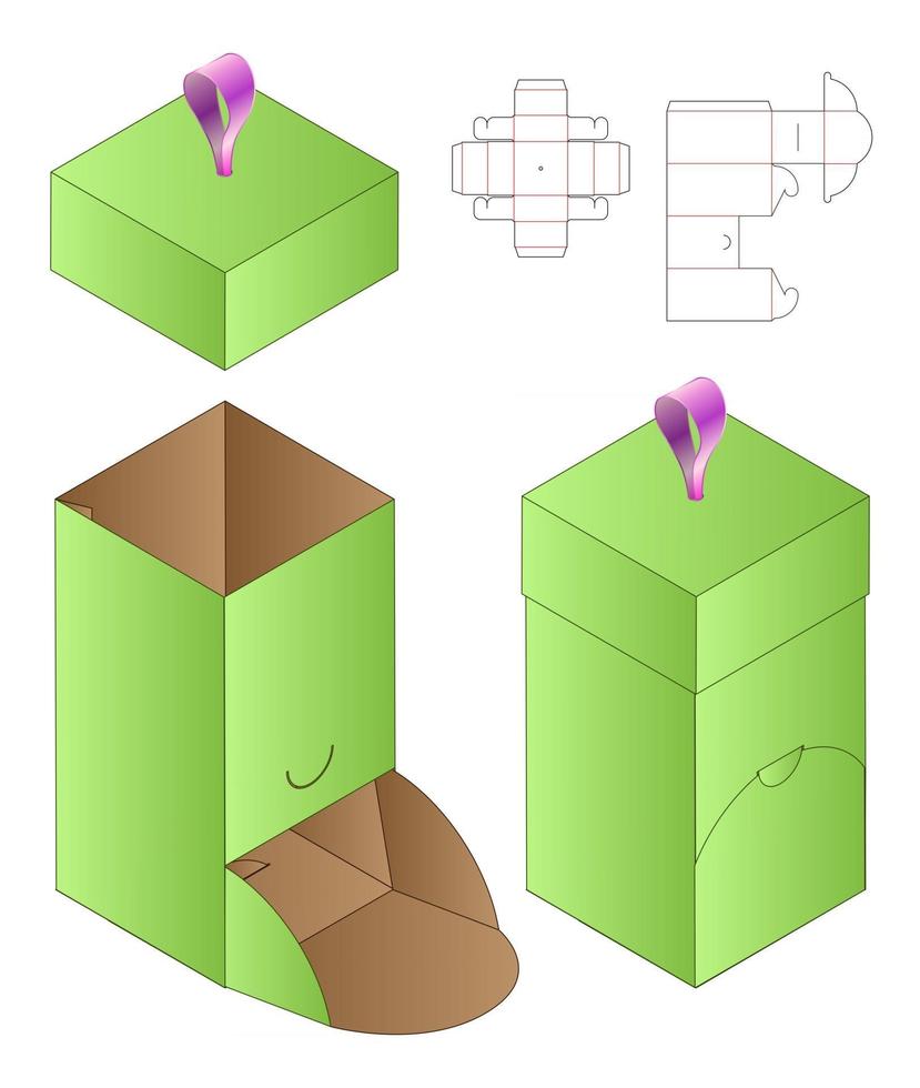 diseño de plantilla troquelada de embalaje de caja. Maqueta 3d vector