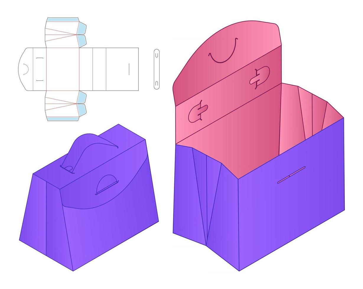 diseño de plantilla troquelada de embalaje de caja. Maqueta 3d vector