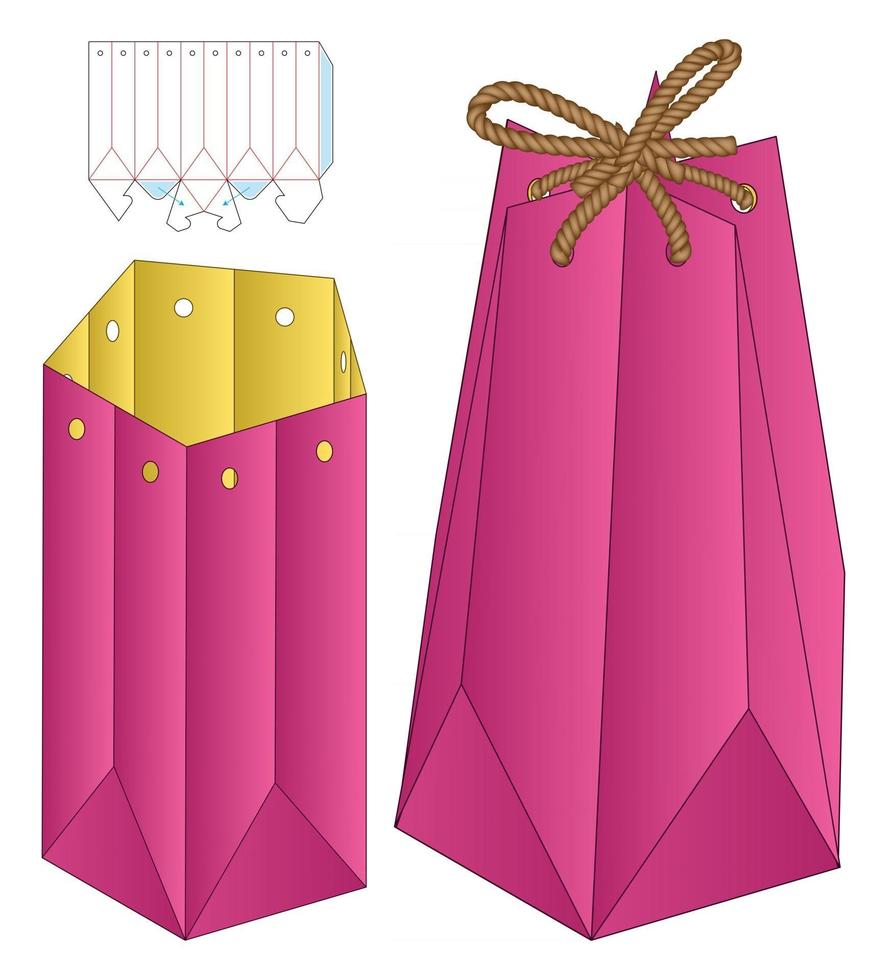 Box packaging die cut template design. 3d mock-up vector