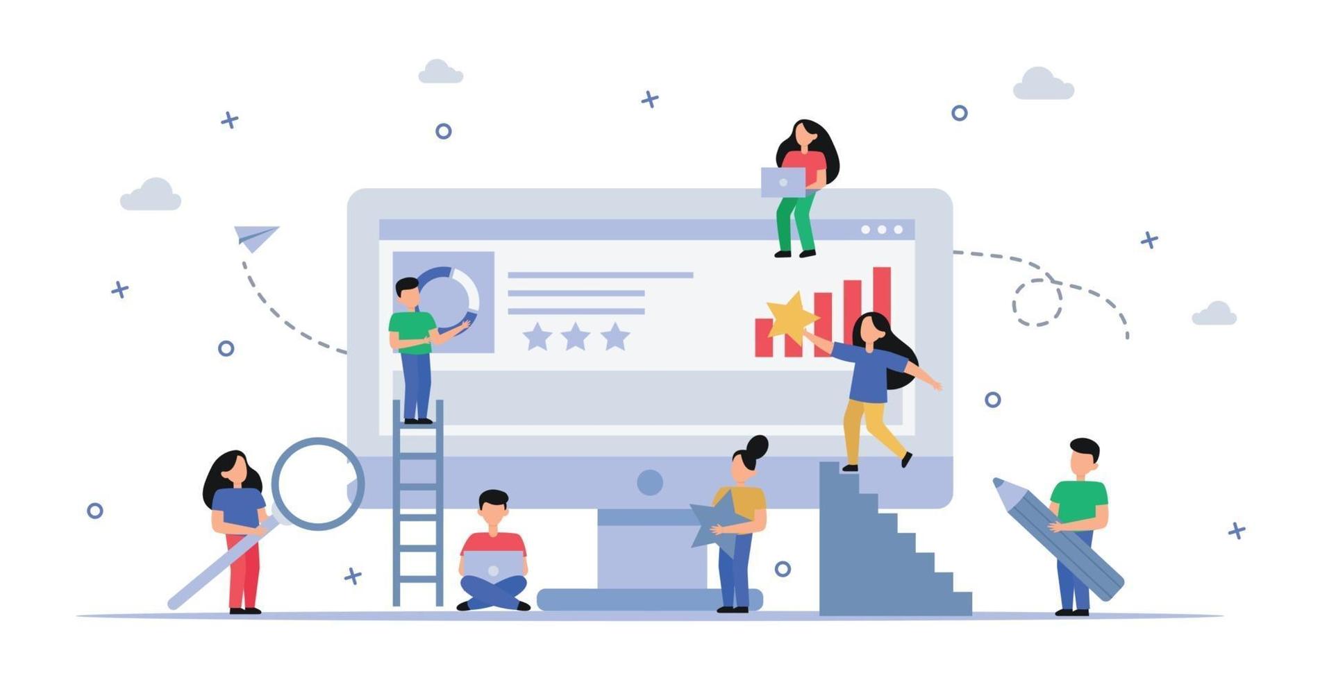 Business teamwork in a friendly team - Vector