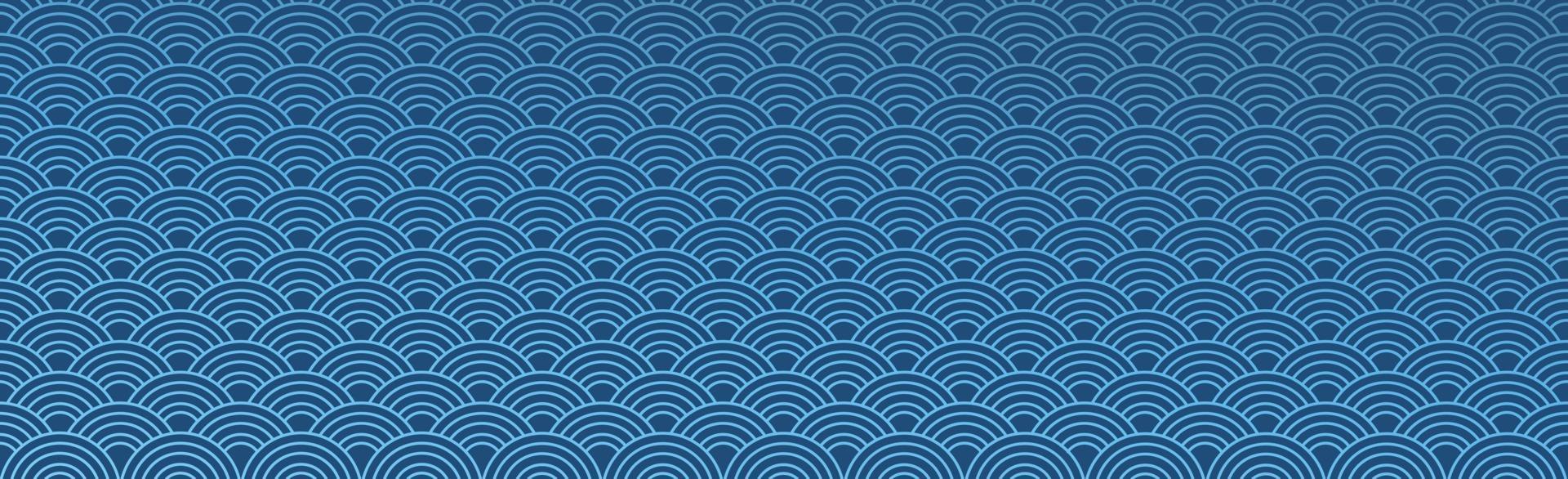 Semicircular repeating ornament, blue abstract background pattern - Vector