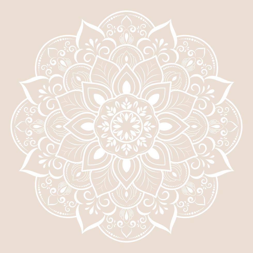 Mandala de flores blancas con estilo floral vintage, patrón oriental de mandala de vector, elemento decorativo dibujado a mano vector