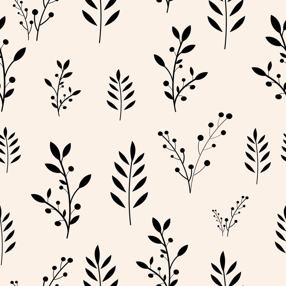 Fondo de patrón floral transparente, ornamento de hoja de vector, elemento decorativo dibujado a mano, fondos y fondos de pantalla sin costura para tela, embalaje, estampado decorativo, textil, patrón repetitivo vector