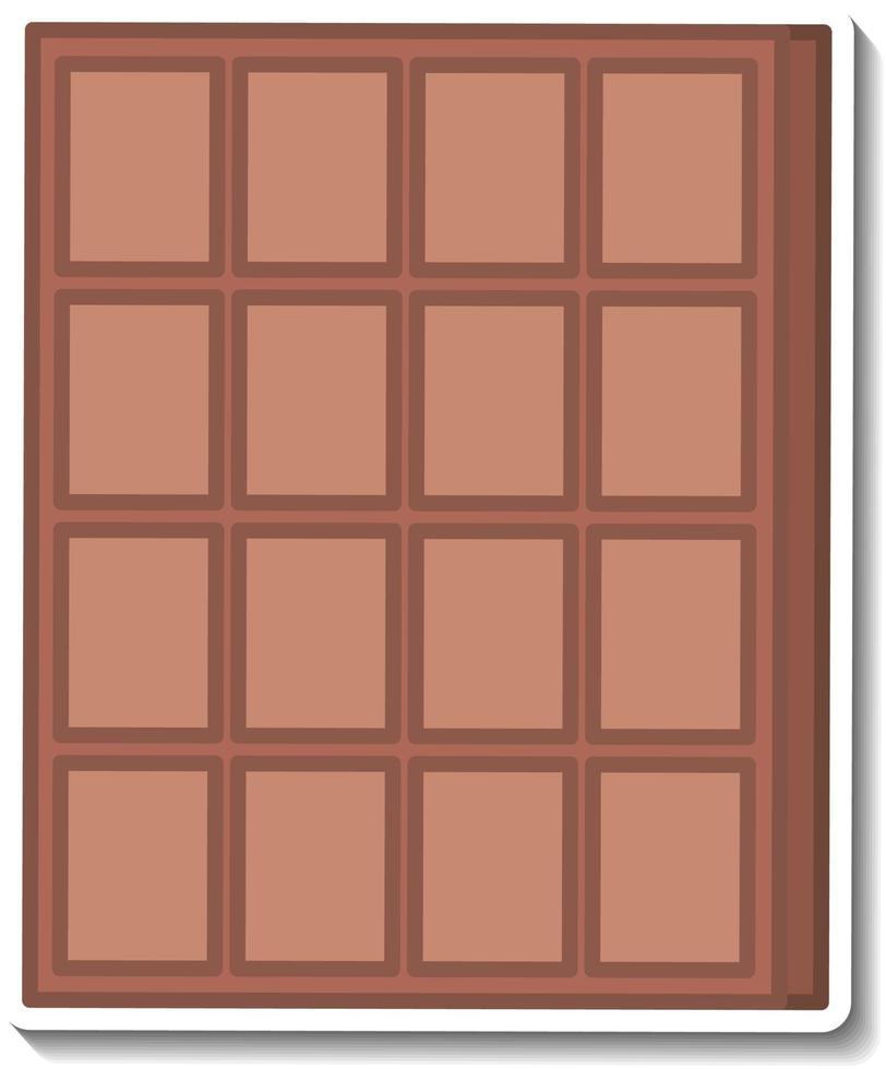 Pegatina de barra de chocolate aislado sobre fondo blanco. vector