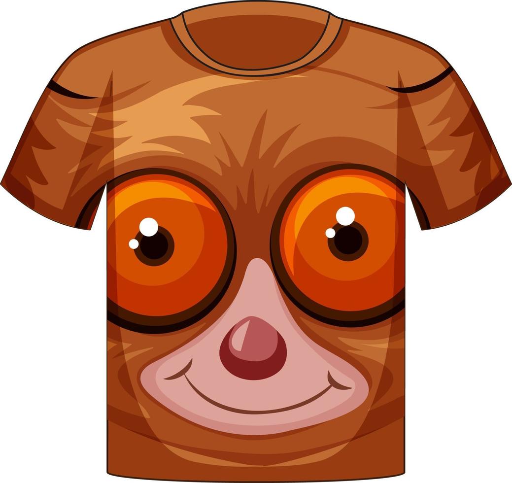 Front of t-shirt with face of slow loris pattern vector