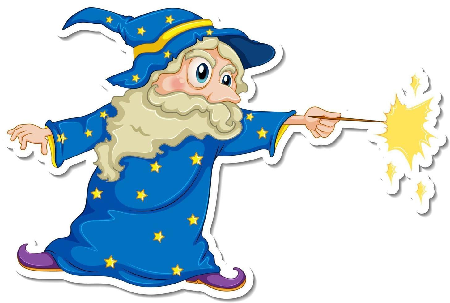 An old wizard cartoon character sticker vector