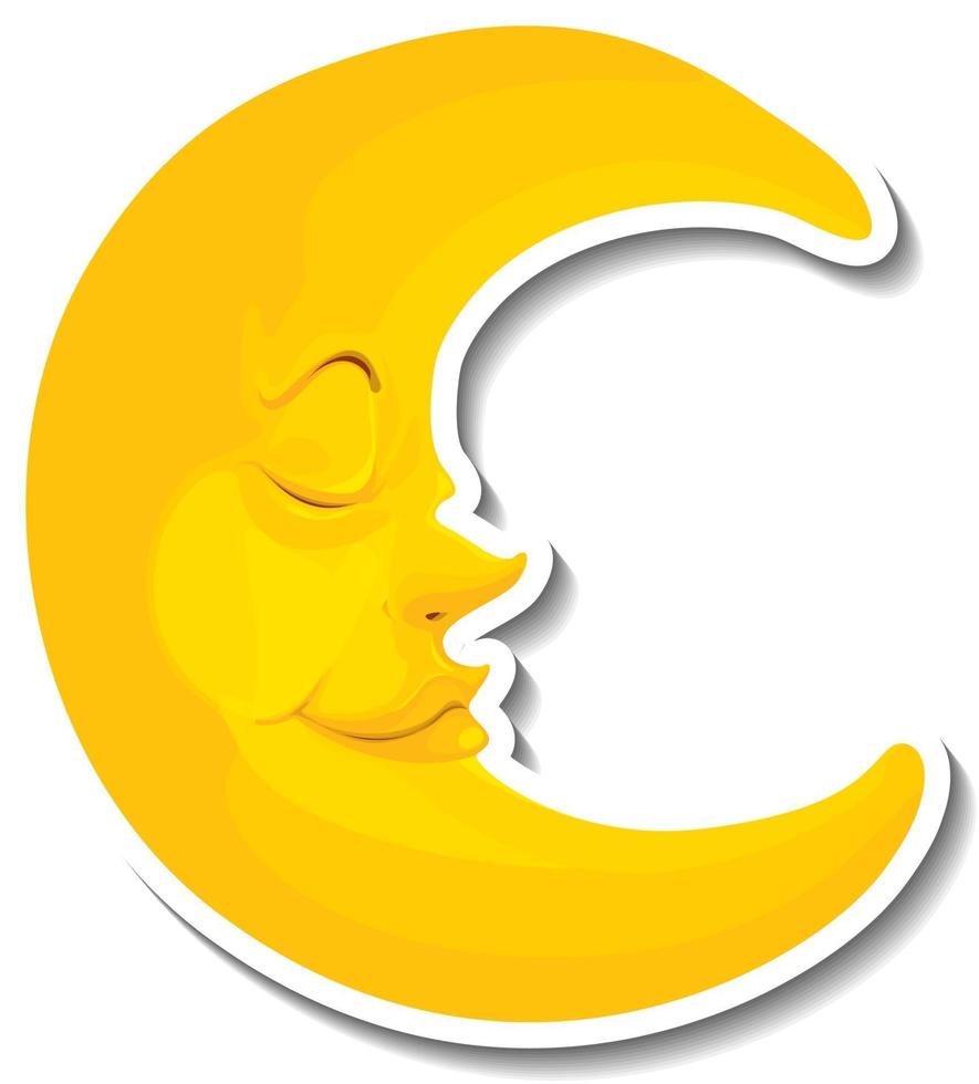 Sticker template with the face moon isolated vector