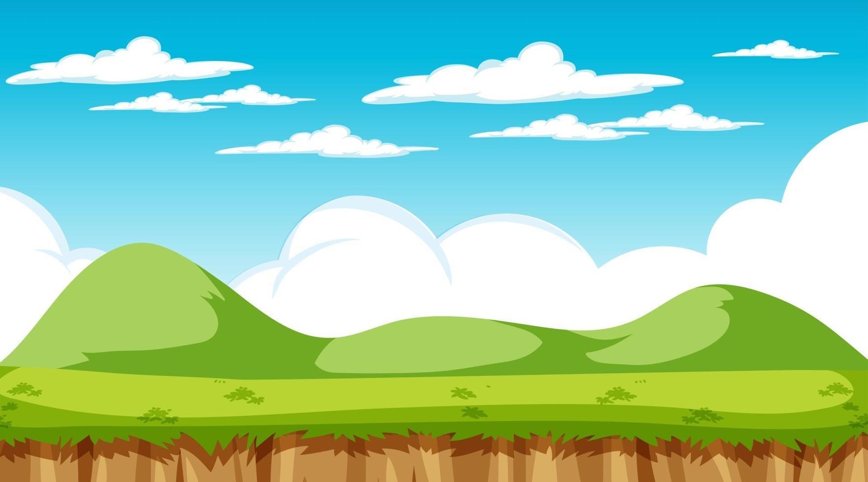 Blank meadow landscape scene at daytime vector